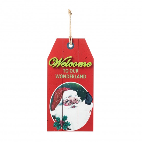 Glitzhome 18"H Wooden Christmas Santa Door Hanger