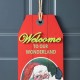 Glitzhome 18"H Wooden Christmas Santa Door Hanger