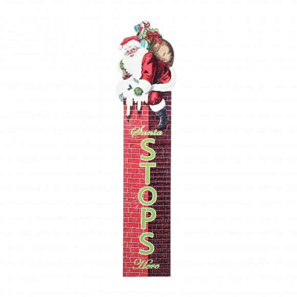 Glitzhome 42"H Wood "Santa Stops Here" Porch Decor