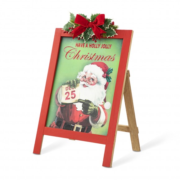 Glitzhome 23.75"H Wooden "Have a Holly Jolly Christmas" Easel Porch Decor