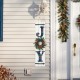 Glitzhome 36"H Wood Plaid "JOY" Porch Decor with Wreath