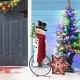 Glitzhome 32"H Metal Snowman Riding Bike Porch Decor