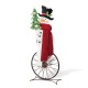 Glitzhome 32"H Metal Snowman Riding Bike Porch Decor