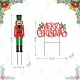 Glitzhome 2PK Metal Nutcracker and One MERRY CHRISTMAS Yard Stakes