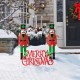 Glitzhome 2PK Metal Nutcracker and One MERRY CHRISTMAS Yard Stakes