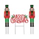 Glitzhome 2PK Metal Nutcracker and One MERRY CHRISTMAS Yard Stakes