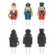 Glitzhome Set of 3 Metal Nutcracker Yard Stake or Standing Decor or Wall Decor (Three Function)