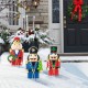 Glitzhome Set of 3 Metal Nutcracker Yard Stake or Standing Decor or Wall Decor (Three Function)