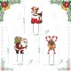 Glitzhome 24"H Set of 3 Metal Glitter Santa, Reindeer and Candy Cane Yard Stake