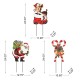 Glitzhome 24"H Set of 3 Metal Glitter Santa, Reindeer and Candy Cane Yard Stake