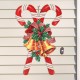 Glitzhome 24"H Set of 3 Metal Glitter Santa, Reindeer and Candy Cane Yard Stake