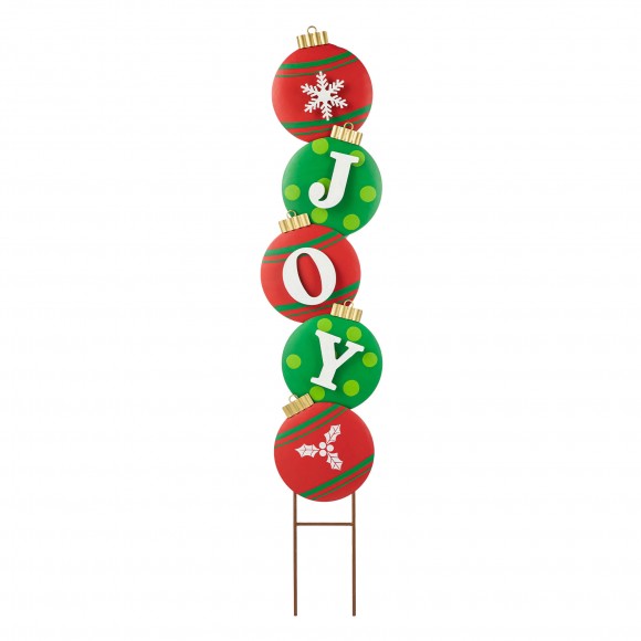 Glitzhome 42"H Metal JOY Ornament Yard Stake or Wall Decor (Two Function)