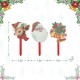 Glitzhome Set of 3 Wooden Glitter Santa, Bell and Reindeer Yard Stake