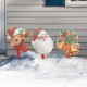 Glitzhome Set of 3 Wooden Glitter Santa, Bell and Reindeer Yard Stake