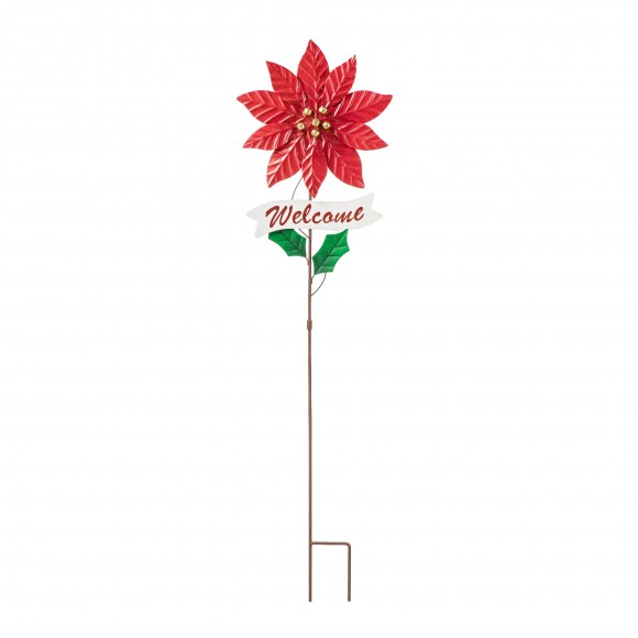 Glitzhome 42"H Metal Poinsettia Yard Stake