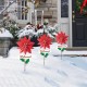 Glitzhome 42"H Metal Poinsettia Yard Stake