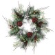 Glitzhome 24"D Frosted Ornament, Berry & Pinecone Wreath