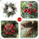 Glitzhome 24"D Frosted Ornament, Berry & Pinecone Wreath