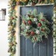 Glitzhome 24"D Frosted Ornament, Berry & Pinecone Wreath