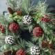 Glitzhome 24"D Frosted Ornament, Berry & Pinecone Wreath
