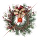 Glitzhome 24"D Frosted Berry, Pine with Bowknot Wreath