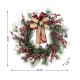 Glitzhome 24"D Frosted Berry, Pine with Bowknot Wreath