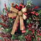 Glitzhome 24"D Frosted Berry, Pine with Bowknot Wreath
