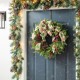 Glitzhome 24"D Cypress Leaves Pinecone With Bowknot Ribbon Wreath