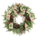 Glitzhome 24"D Cypress Leaves Pinecone With Bowknot Ribbon Wreath