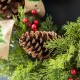 Glitzhome 24"D Cypress Leaves Pinecone With Bowknot Ribbon Wreath