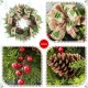 Glitzhome 24"D Cypress Leaves Pinecone With Bowknot Ribbon Wreath