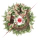 Glitzhome 24"D Cypress Leaves Pinecone With Bowknot Ribbon Wreath