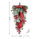 Glitzhome 25"H Flocked Berry, Ornament and Pinecone Ribbon Teardrop