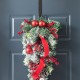 Glitzhome 25"H Flocked Berry, Ornament and Pinecone Ribbon Teardrop