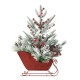 Glitzhome 21"H Christmas Red Sleigh Frosted Floral Centerpiece