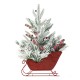 Glitzhome 21"H Christmas Red Sleigh Frosted Floral Centerpiece