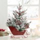 Glitzhome 21"H Christmas Red Sleigh Frosted Floral Centerpiece