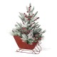 Glitzhome 21"H Christmas Red Sleigh Frosted Floral Centerpiece