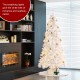 Glitzhome 8ft Pre-Lit White Pine Slim Artificial Christmas Tree with 500 Warm White Lights & Remote Controller