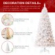 Glitzhome 8ft Pre-Lit White Pine Slim Artificial Christmas Tree with 500 Warm White Lights & Remote Controller