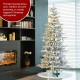 Glitzhome 8ft Deluxe Pre-Lit Flocked Fir Artificial Christmas Tree with 450 Warm White Lights & Remote Controller