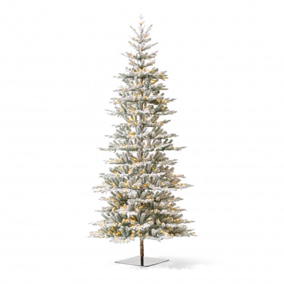 Glitzhome 10ft Deluxe Pre-Lit Flocked Fir Artificial Christmas Tree with 700 Warm White Lights & Remote Controller