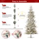 Glitzhome 10ft Deluxe Pre-Lit Flocked Fir Artificial Christmas Tree with 700 Warm White Lights & Remote Controller