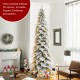 Glitzhome 11ft Pre-Lit Flocked Pencil Spruce Artificial Christmas Tree with 700 Warm White Lights