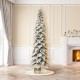 Glitzhome 11ft Pre-Lit Flocked Pencil Spruce Artificial Christmas Tree with 700 Warm White Lights
