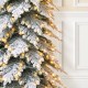 Glitzhome 11ft Pre-Lit Flocked Pencil Spruce Artificial Christmas Tree with 700 Warm White Lights