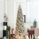 Glitzhome 11ft Pre-Lit Flocked Pencil Green Pine Artificial Christmas Pencil Tree with 700 LED Lights & Remote Controller, 9 Functional