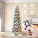 Glitzhome 11ft Pre-Lit Flocked Pencil Green Pine Artificial Christmas Pencil Tree with 700 LED Lights & Remote Controller, 9 Functional