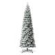 Glitzhome 11ft Pre-Lit Flocked Pencil Green Pine Artificial Christmas Pencil Tree with 700 LED Lights & Remote Controller, 9 Functional