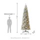 Glitzhome 11ft Pre-Lit Flocked Pencil Green Pine Artificial Christmas Pencil Tree with 700 LED Lights & Remote Controller, 9 Functional